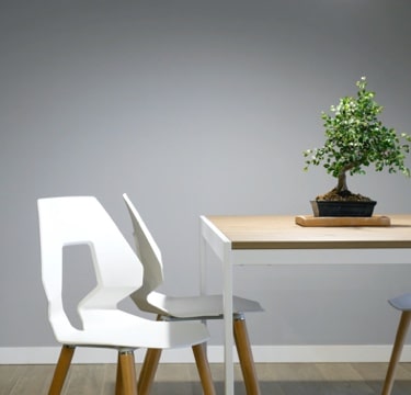 table with white chairs